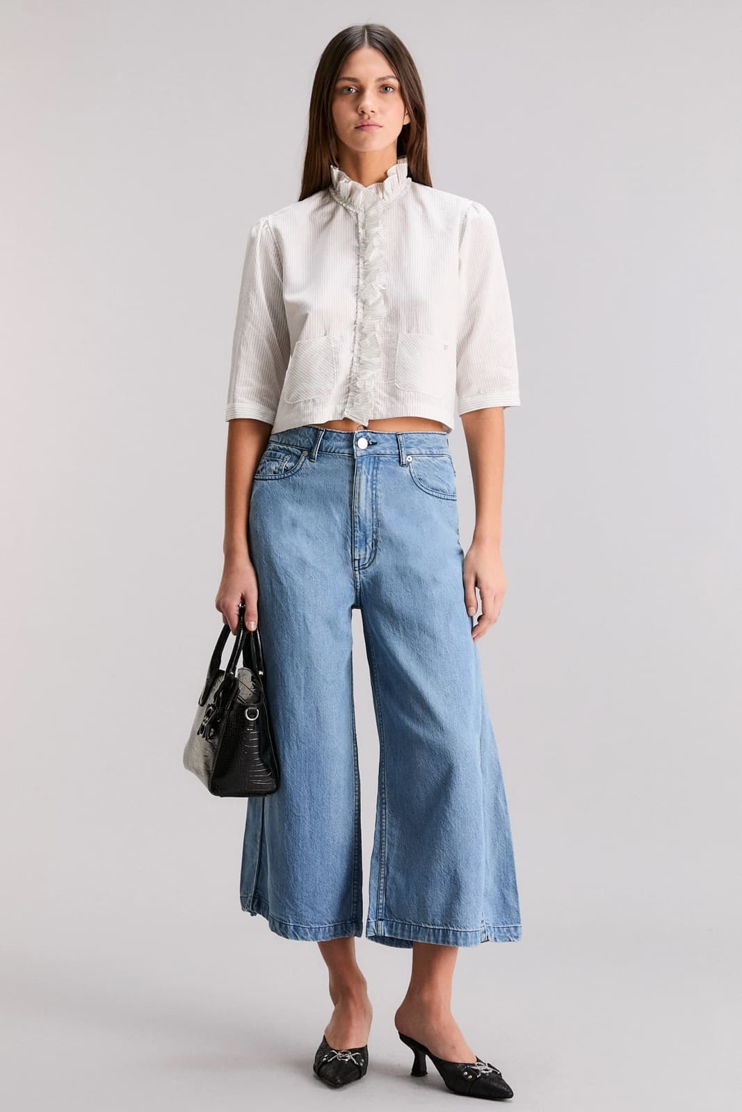 JEANS CULOTTE WIDE CROP PREMIUM BLUE