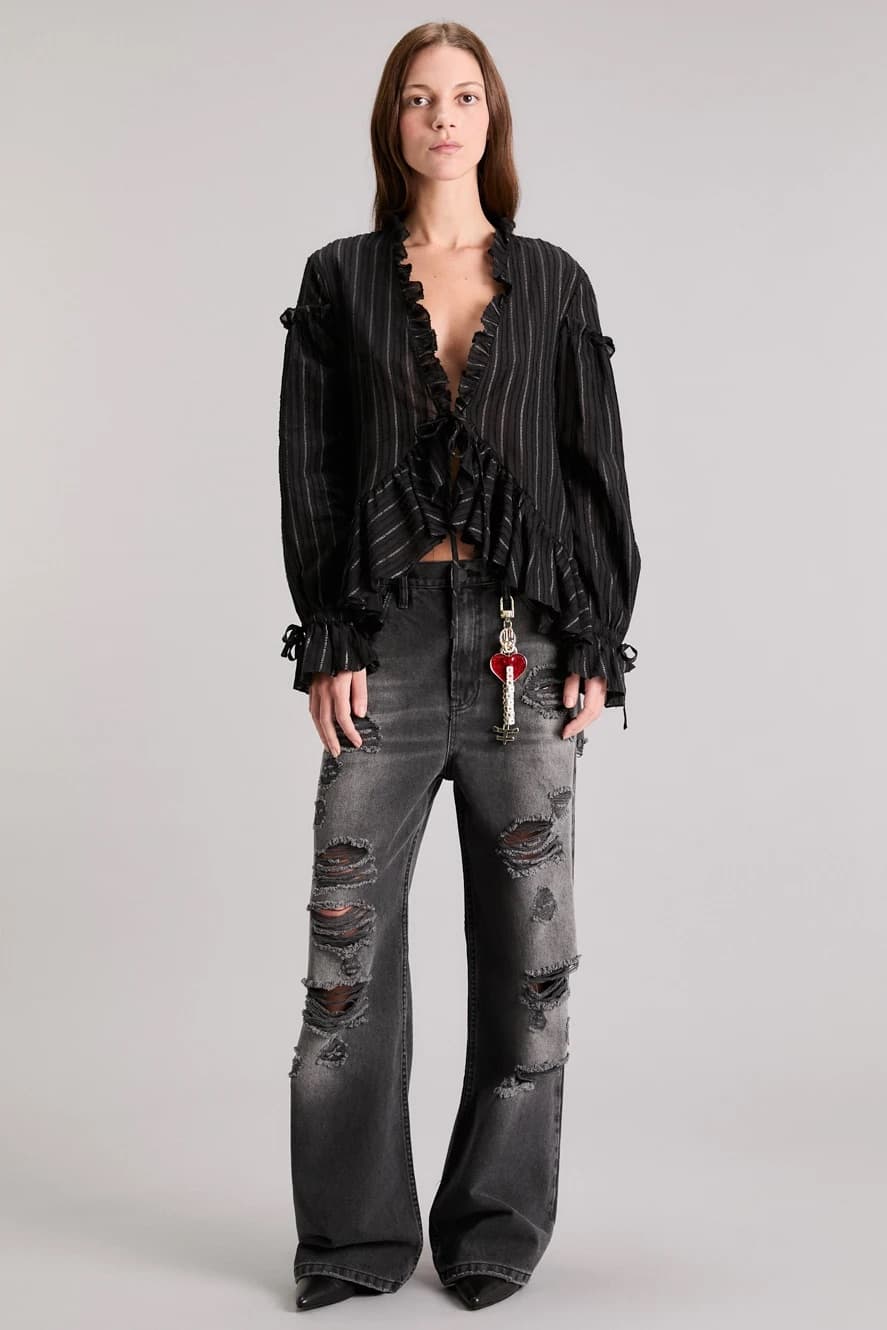JEANS IRONY LOOSE BROKEN BLACK
