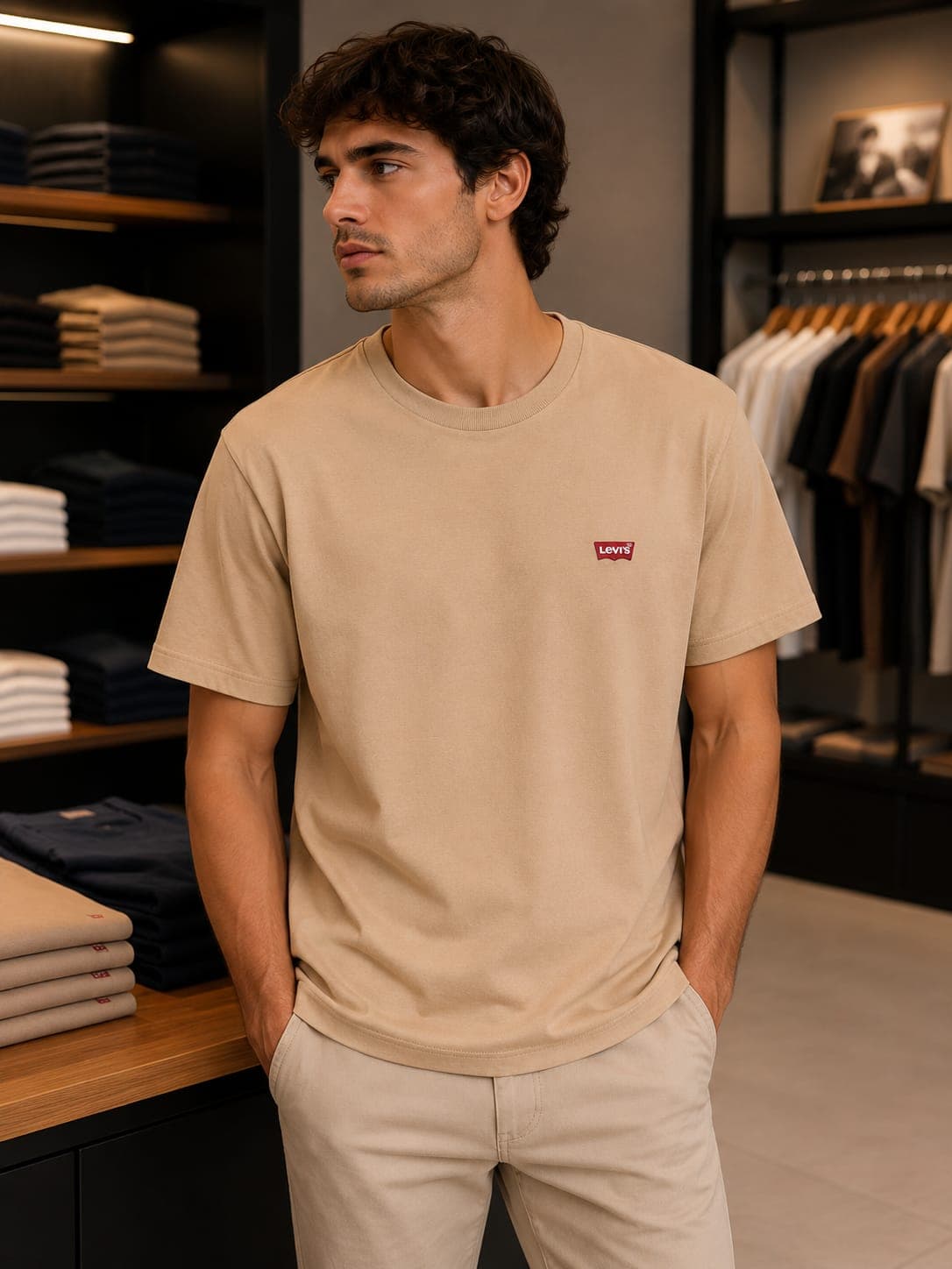 Remera Logo Levis Beige